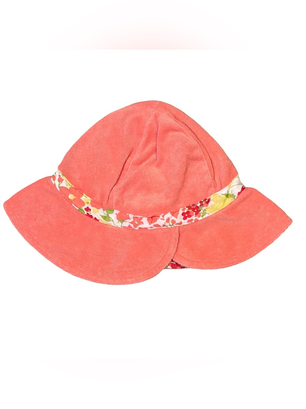 Janie and Jack Holiday Beach Reversible Terry Cloth Coral Sun Hat 2T-3T